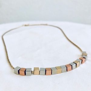 Gold plated necklace with copper box design